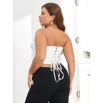 SOLY HUX Women's Plus Size Lace Up Overbust Corset Top for Summer Casual Wear