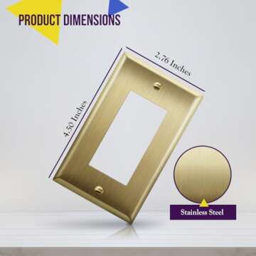 ENERLITES Decorator Switch or Outlet Metal Wall Plate, Stainless Steel Outlet Cover, Corrosion Resis...