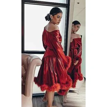 Women's Feather Bridal Robe for Elegance and Comfort