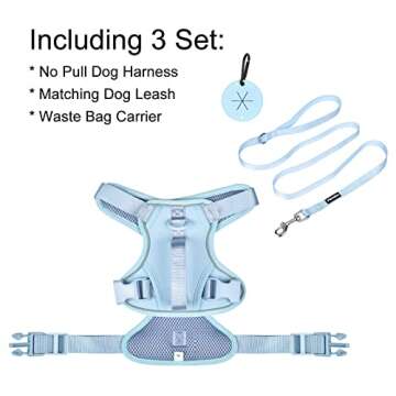 Petmolico Dog Harness for Small Dogs, Cute Harness Vest with Two Leash Clips and Soft Handle, Reflective Easy Walk Puppy Vest - Light Blue, Small
