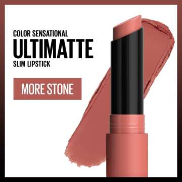 Maybelline Color Sensational Ultimatte Matte Lipstick, Non-Drying, Intense Color Pigment, More Stone...