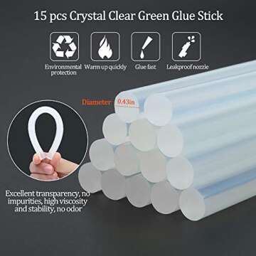 Lifegoo Professional Hot Melt Glue Gun Muzzle Long Mouth Pistol Glue 60w~100w with 15pcs White Glue Sticks Glue Gun Kit DIY Crafts, Art, Repairs, Festival Decoration