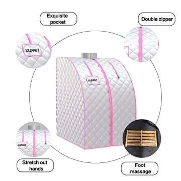 KUPPET Portable Folding Steam Sauna-2L One Person Home Sauna Spa for Full Body Slimming Loss Weight w/Chair, Remote Control, Steam Pot, Foot Rest, Mat (Silver)