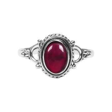 Garnet Stone Ring - Elegant 925 Sterling Silver Handmade Statement Ring for Women and Girls
