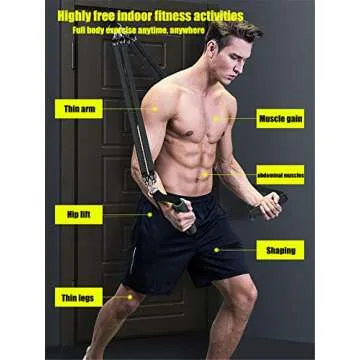 Pedal Resistance Band,Exercise Bands with Handles, Elastic Sit up Pull Rope for Waist,Arm,Leg Training, Multi Function Rope Equipment for Home Fitness