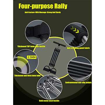 Pedal Resistance Band,Exercise Bands with Handles, Elastic Sit up Pull Rope for Waist,Arm,Leg Training, Multi Function Rope Equipment for Home Fitness