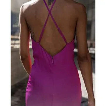 The Drop Orchid Ombre Satin Midi Dress for Women