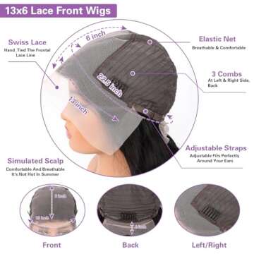 WPRWPR 30 Inch Lace Front Wig Human Hair with Baby Hair