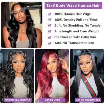 WPRWPR 30 Inch Lace Front Wig Human Hair with Baby Hair