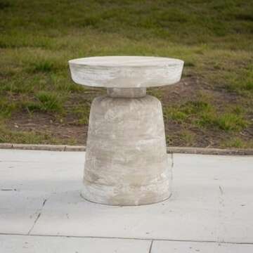 SIMPLIHOME Robbie SOLID MANGO WOOD 16 Inch Wide Round Contemporary Rustic Accent Table in Distressed White Wash, Fully Assembled, For the Living Room and Bedroom