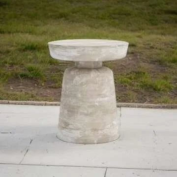 SIMPLIHOME Robbie SOLID MANGO WOOD 16 Inch Wide Round Contemporary Rustic Accent Table in Distressed White Wash, Fully Assembled, For the Living Room and Bedroom