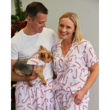 Awoscut Matching Family Christmas Pajamas Short Sleeve Tops and Shorts Set for Family Couples Adult ...