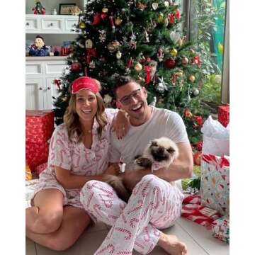 Awoscut Matching Family Christmas Pajamas Short Sleeve Tops and Shorts Set for Family Couples Adult Kids Sleepwear (Men, XXL, White)