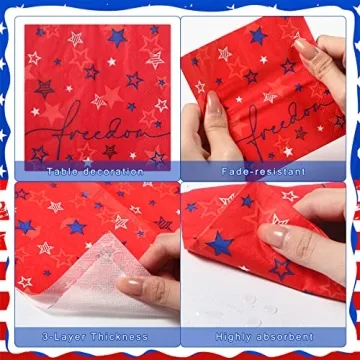 Honoson 4th July Napkins 108 Pcs Disposable Party Supplies