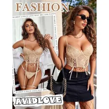 Avidlove Floral Lace 4 Piece Women's Lingerie Set