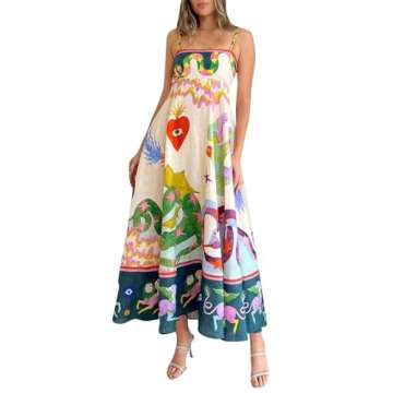 Boho Chic Clothing Womens Floral Maxi Bodycon Dress 2024 Boho Flowy Going Out Slip Dress Y2k Graffit...