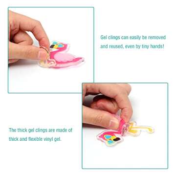 20 PCS Hawaiian Thick Gel Clings Summer Beach Window Gel Clings Decals Stickers for Kids Toddlers and Adults Home Airplane Classroom Nursery Hawaiian Party Supplies Decorations Removable and Reusable