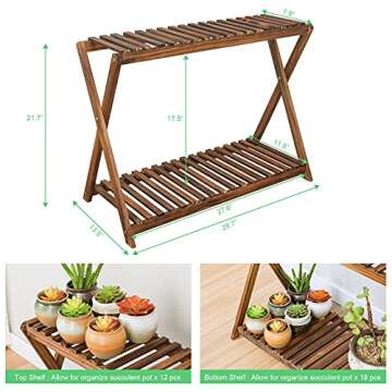 Jotboom Wooden Plant Stand Indoor 2 Tier Narrow Plant Stand Outdoor Plant Shelf Display Rack Corner ...