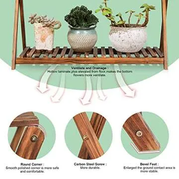 Jotboom 2 Tier Wooden Plant Stand for Indoor and Outdoor Use