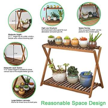 Jotboom 2 Tier Wooden Plant Stand for Indoor and Outdoor Use