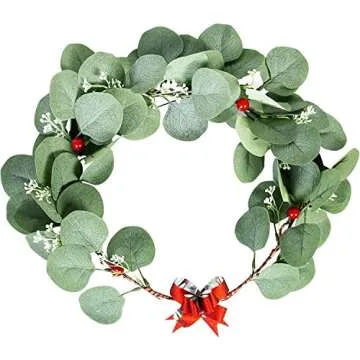 Ouddy Decor 20 Pcs Fake Eucalyptus Leaves Stems 14.2" Tall Silver Dollar Artificial Greenery Stems for Home Wedding Faux Eucalyptus Plant Bride Bouquet Vase Floral Arrangement (Grey Green with Seeds)