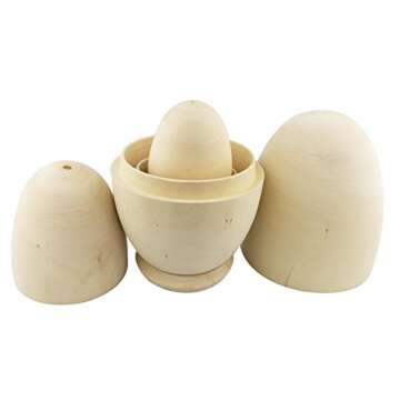 Winterworm DIY Unpainted Blank Wooden Egg Shape Russian Nesting Dolls Matryoshka Dolls Set 7 Pieces for Kids Toy Birthday Home Decoration Parent-Child Time Easter Egg…