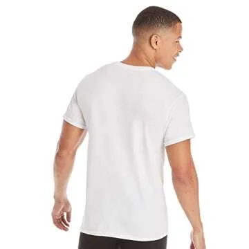 Hanes Mens Cotton, Moisture-wicking Crew Tee Undershirts, Multi-packs, White - 6 Pack, Medium US