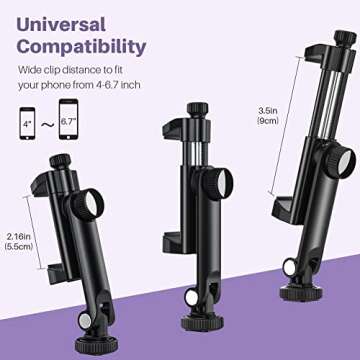 Anozer Tripod Phone Mount, Universal Phone Holder for Tripod with 2 Cold Shoe, 360° Rotatable Smartphone Tripod Adapter, Fits Tripod/Selfie Stick, Compatible with iPhone 15 Pro Max/15 Pro/15 Plus/15