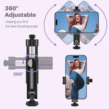 Anozer Tripod Phone Mount, Universal Phone Holder for Tripod with 2 Cold Shoe, 360° Rotatable Smartphone Tripod Adapter, Fits Tripod/Selfie Stick, Compatible with iPhone 15 Pro Max/15 Pro/15 Plus/15