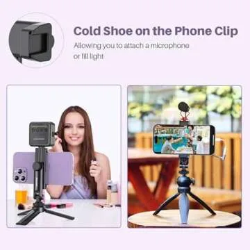 Anozer Tripod Phone Mount, Universal Phone Holder for Tripod with 2 Cold Shoe, 360° Rotatable Smartphone Tripod Adapter, Fits Tripod/Selfie Stick, Compatible with iPhone 15 Pro Max/15 Pro/15 Plus/15