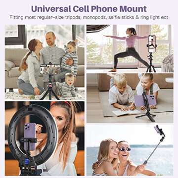 Anozer Tripod Phone Mount, Universal Phone Holder for Tripod with 2 Cold Shoe, 360° Rotatable Smartphone Tripod Adapter, Fits Tripod/Selfie Stick, Compatible with iPhone 15 Pro Max/15 Pro/15 Plus/15