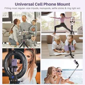 Anozer Tripod Phone Mount, Universal Phone Holder for Tripod with 2 Cold Shoe, 360° Rotatable Smartphone Tripod Adapter, Fits Tripod/Selfie Stick, Compatible with iPhone 15 Pro Max/15 Pro/15 Plus/15