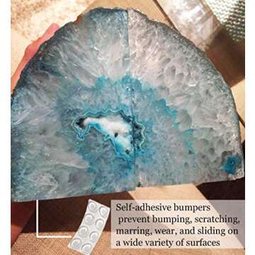 AMOYSTONE Bookends Agate Decorative Book Ends for Shelves Heavy Duty Crystal Stone Bookends Dyed Teal with Rubber Bumpers 1 Pair, 3-4 LBS