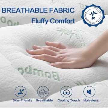 Cooling King Size Mattress Topper with Bamboo Fabric