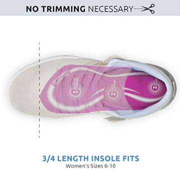 Comfort Zone Tri-Balance Gel Orthotic Insoles for Women, 3/4 Length Insoles, Sizes 6-10, 1 Pair (Pack of 3)