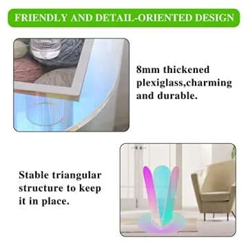 SCKVAOU Acrylic Side Table, Clear Round Glass Coffee Table, Iridescent Acrylic Table, Cute and Cool Acrylic Furniture Addition to Your Home(φ15.7 x H17.7)
