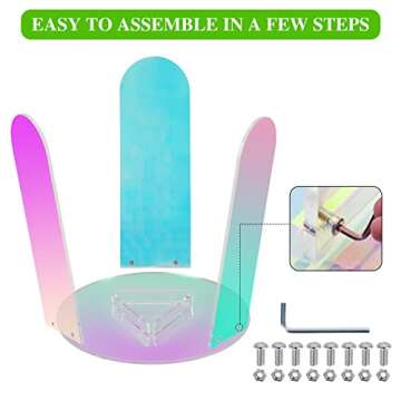 SCKVAOU Acrylic Side Table, Clear Round Glass Coffee Table, Iridescent Acrylic Table, Cute and Cool Acrylic Furniture Addition to Your Home(φ15.7 x H17.7)