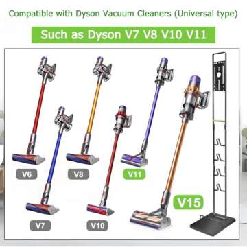 Haturi Vacuum Stand for Dyson V15 V11 V10 V8 V7 V6 - Vacuum Accessories Stable Metal Organizer Stand...