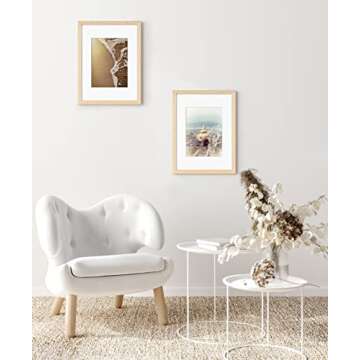 Yaetm 9x12 Oak Picture Frame Matted to 6x8 Set of 2, Natural Solid Wood Photo Frames 9x12 with Tempered Glass, Horizontal and Vertical Wall Mounting (2 Pack, Oak)