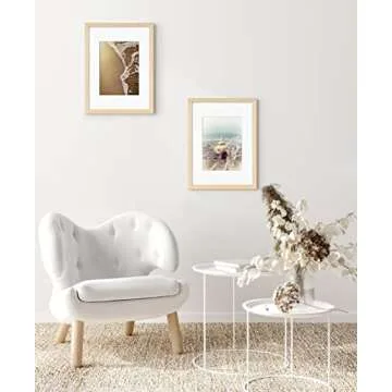 Yaetm 9x12 Oak Picture Frame Matted to 6x8 Set of 2, Natural Solid Wood Photo Frames 9x12 with Tempered Glass, Horizontal and Vertical Wall Mounting (2 Pack, Oak)