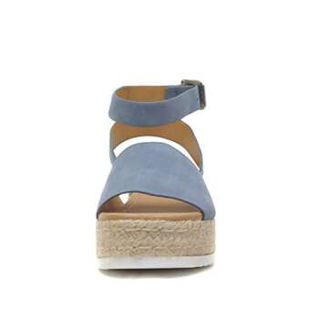 Soda Topic Stylish Wedge Sandals in Dusty Blue