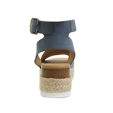 Soda Topic Stylish Wedge Sandals in Dusty Blue