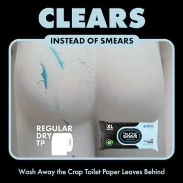 DUDE Wipes - Medicated Flushable Wipes - 3 Pack, 144 Wipes - Unscented Extra-Large Adult Wet Wipes -...