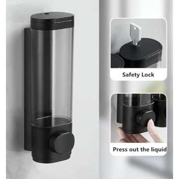 1-Chamber Soap Dispensers Wall Mount,400ml Bathroom Shower Pump Dispenser,Press Manually Lotion Shower Soap Dispenser Usefor Home,Bath,Kitchen,Hotels,Restaurants(Black)