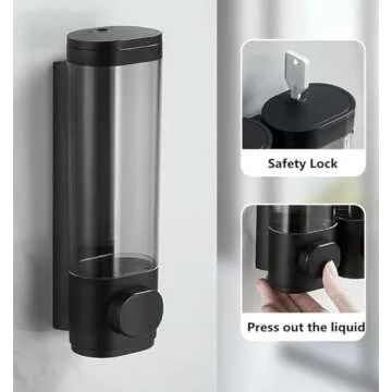 1-Chamber Soap Dispensers Wall Mount,400ml Bathroom Shower Pump Dispenser,Press Manually Lotion Shower Soap Dispenser Usefor Home,Bath,Kitchen,Hotels,Restaurants(Black)