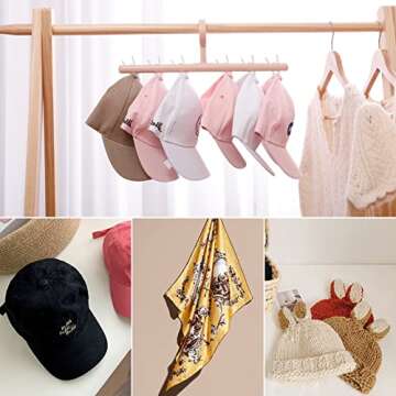 Yesesion Hat Rack for Closet, 2 Pack Hat Hangers for Baseball Caps, Pink Hat Holders with 6 Clips, Colored Hanging Cap Organizer Storage Holder for Home, Entryway, Bedroom, Living Room (Pink/White)