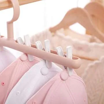 Yesesion Hat Rack for Closet, 2 Pack Hat Hangers for Baseball Caps, Pink Hat Holders with 6 Clips, Colored Hanging Cap Organizer Storage Holder for Home, Entryway, Bedroom, Living Room (Pink/White)