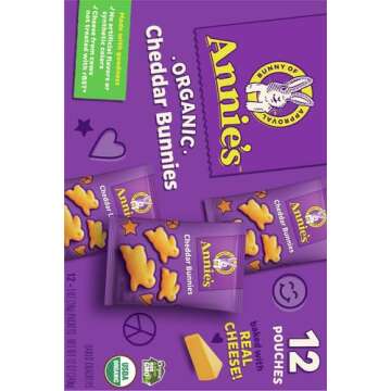 Annie's Organic Cheddar Bunnies Baked Snack Crackers, 12 oz., 12 Pouches (Pack of 4)
