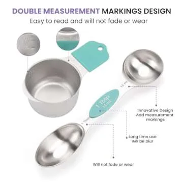 Magnetic Measuring Cups and Spoons Set-Heavy Duty 304 Stainless Steel，Double Measurement Markings，Set of 16 with Leveler for Measure Dry and Liquid Ingredients