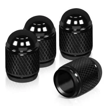 Auto Dynasty Tire Valve Stem Caps 4 Pieces Bullet Style Polished Aluminum Chrome Tire Universal Stem...